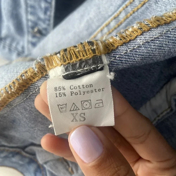 Womens Distressed Denim Jacket - Light Blue Size XS - Picture 9 of 9